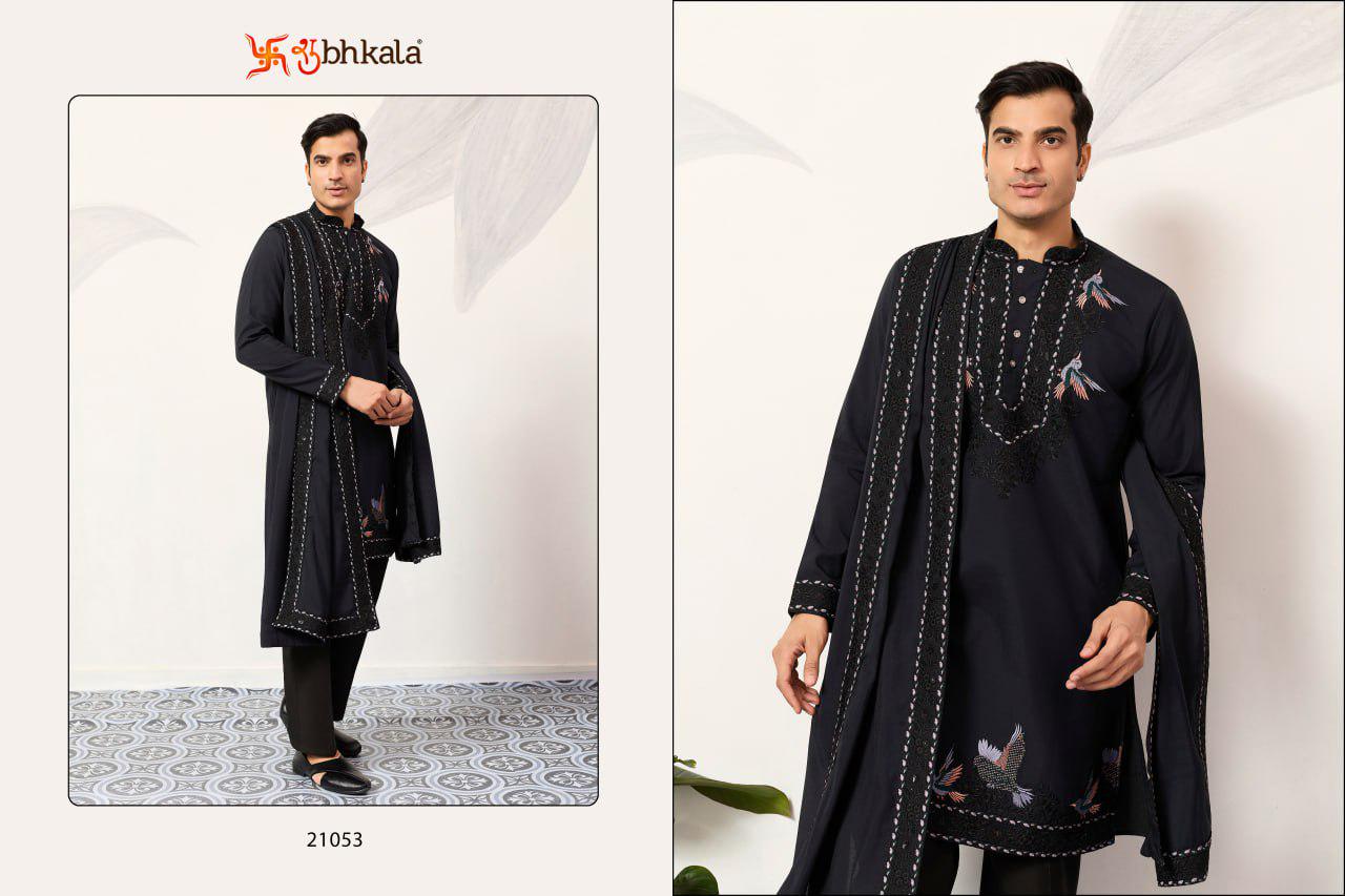 Men's Viscose Silk Kurta Set with Dupatta and Pant, Festive Ethnic Wear
