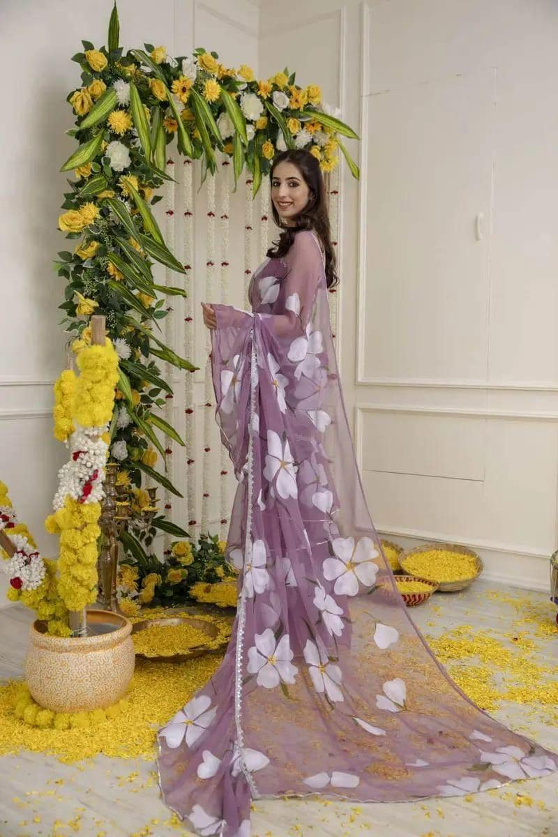 Printed Georgette Lehenga Set | Ruffle Dupatta, Mirror Lace Border (XXL)