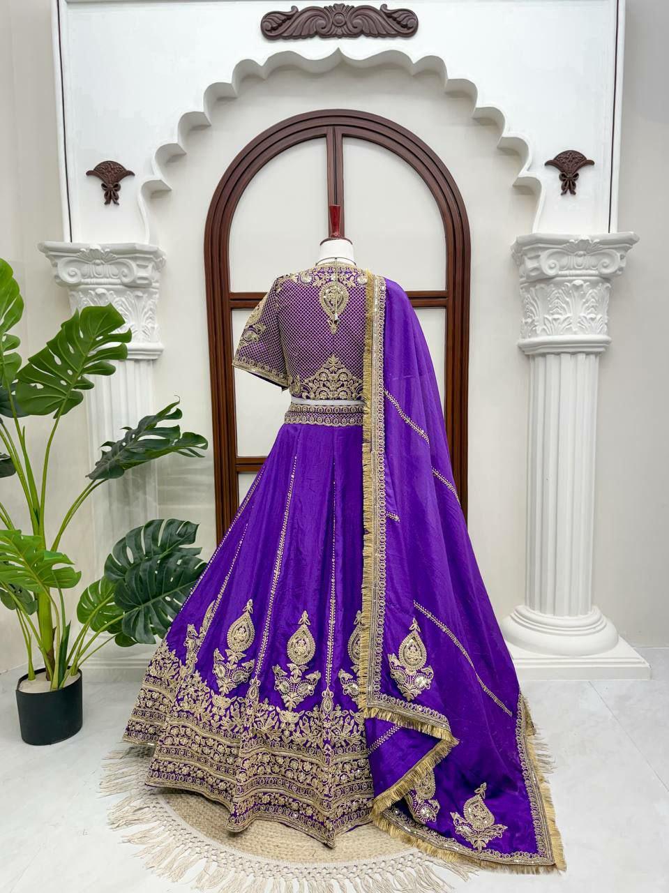Vichitra Silk Lehenga Choli Set | Coding Dori Sequins Embroidery, Festive Wear