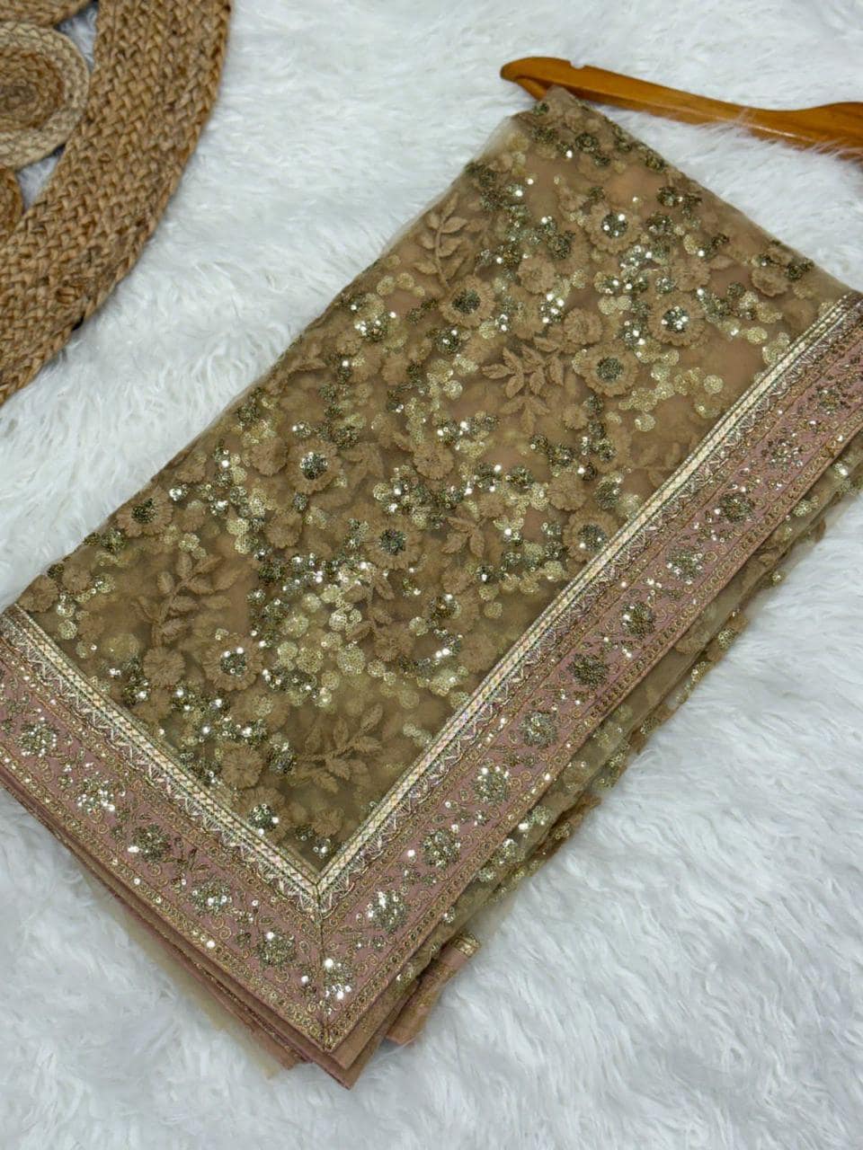 Fendy Silk Designer Saree with Heavy Beads, Thread & Sequin Work