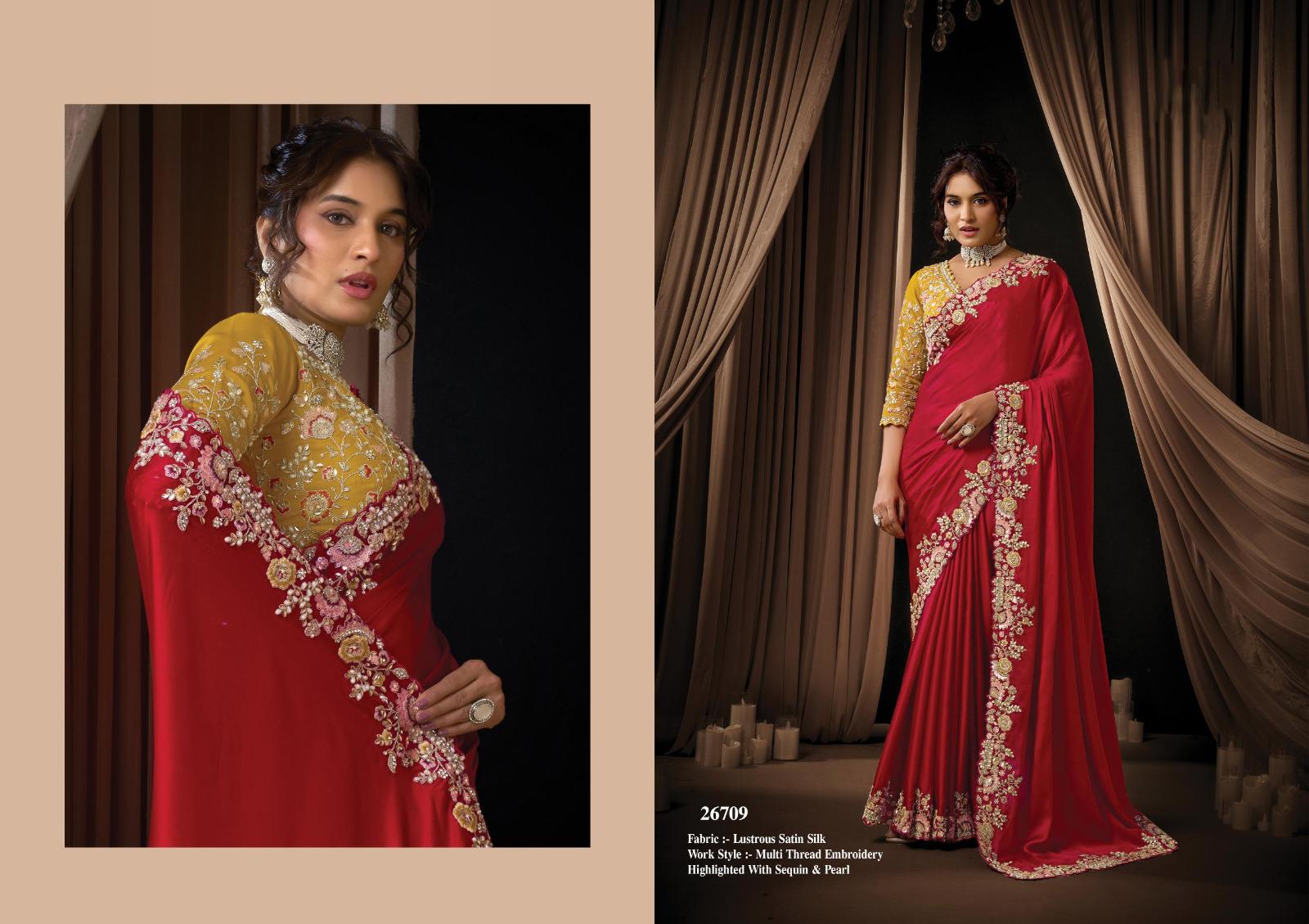 Designer Silk Saree, Embroidery Sequin Work, Jacquard Party Wear, Festive Wedding Blouse