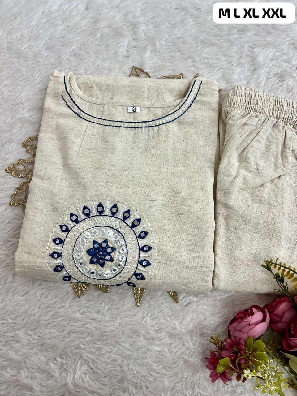 Elegant Ivory Cotton Flex Kurta Set