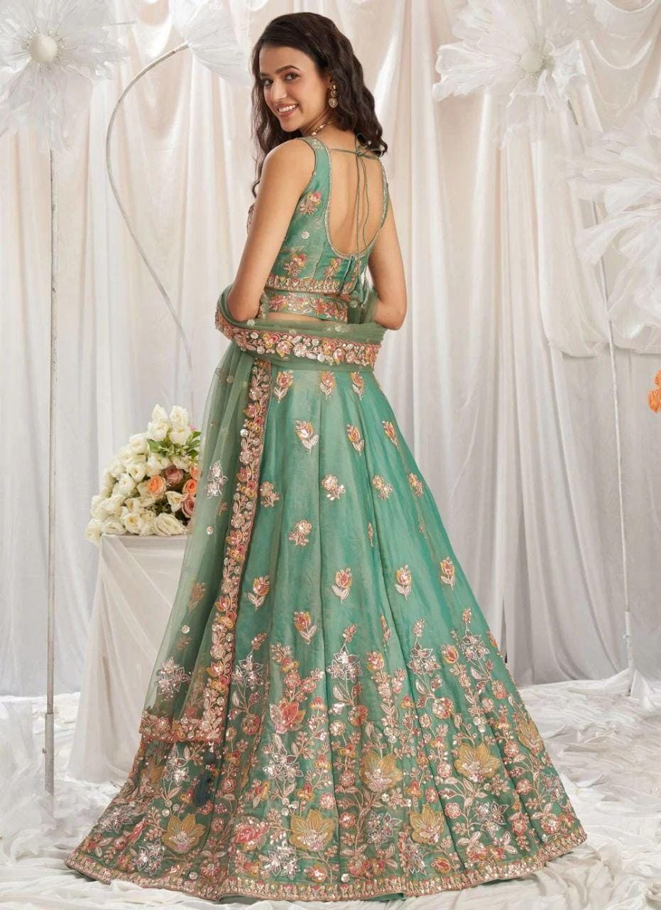 Fandy Lehenga Choli Set, Zari Sequin Embroidery, Net Dupatta, Wedding Designer Wear