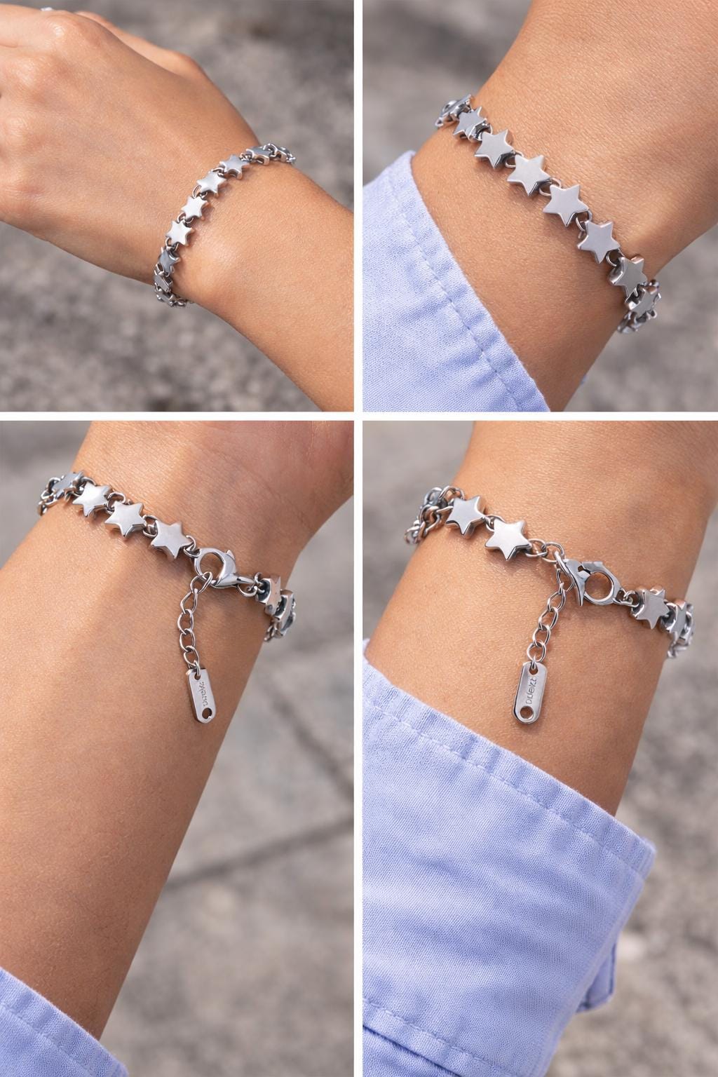 Silver Star Bracelet, Waterproof Stainless Steel, Hypoallergenic Chain Jewelry, Minimalist Sparkle