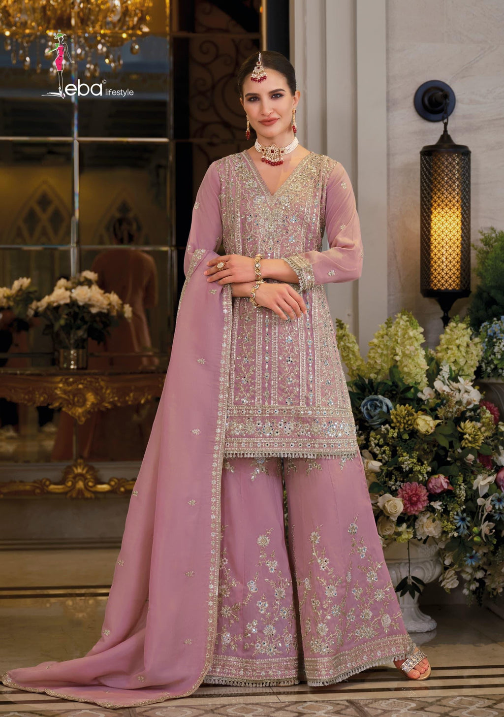 Embroidered Simar Kurta Palazzo Set with Dupatta, Festive Ethnic Party Wear Indian Outfit