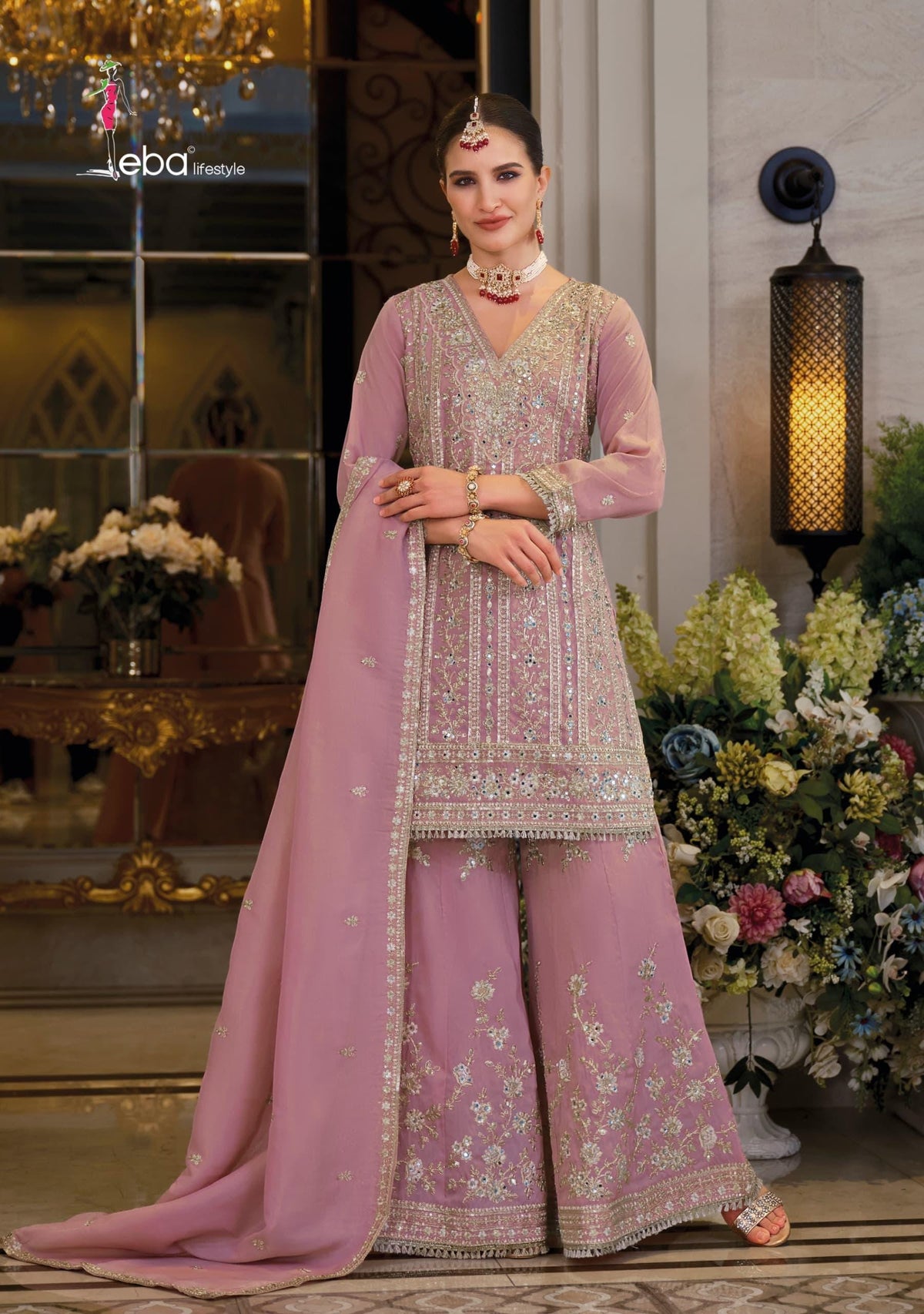 Embroidered Simar Kurta Palazzo Set with Dupatta, Festive Ethnic Party Wear Indian Outfit