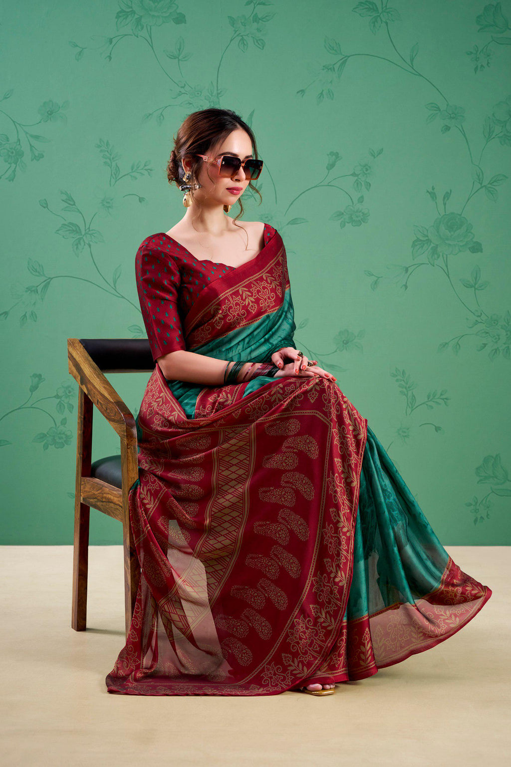 Rangoli Silk Printed Saree with Unstitched Blouse, Elegant Indian Traditional Wear