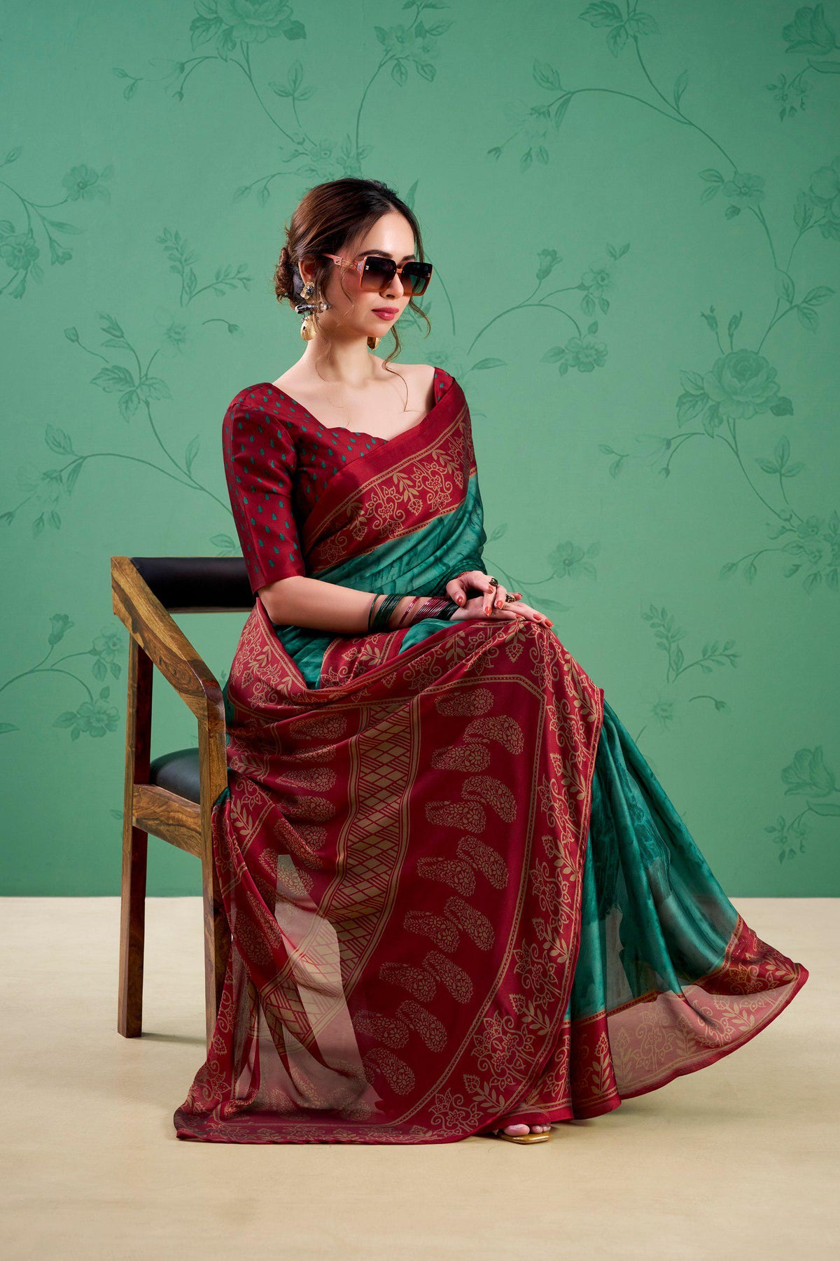 Rangoli Silk Printed Saree with Unstitched Blouse, Elegant Indian Traditional Wear