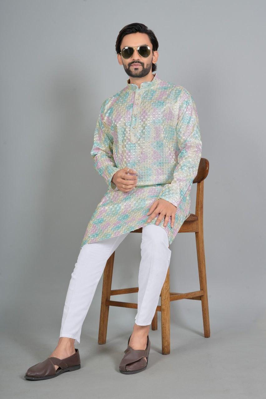 Men's Digital Print Rayon Kurta Pajama Set | Traditional Indian Ethnic Wear M–XXL