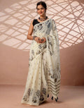 Soft Linen Cotton Printed Saree with Tassel Pallu | Lightweight Indian Saree (Unstitched Blouse Piece)
