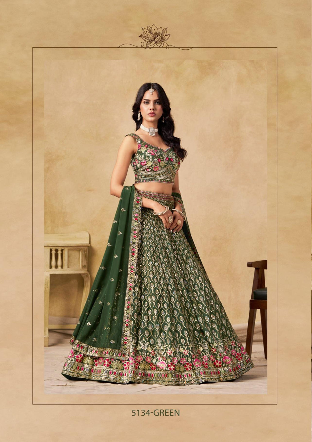 Georgette Lehenga Choli Set, Sequins Thread Embroidered, Wedding Party Wear (Unstitched)