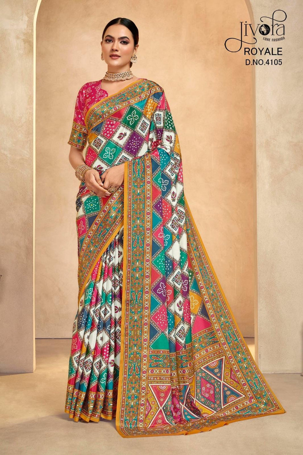Rajwadi Crepe Saree, Digital Foil Print, Royal Festival Wear Indian Saree