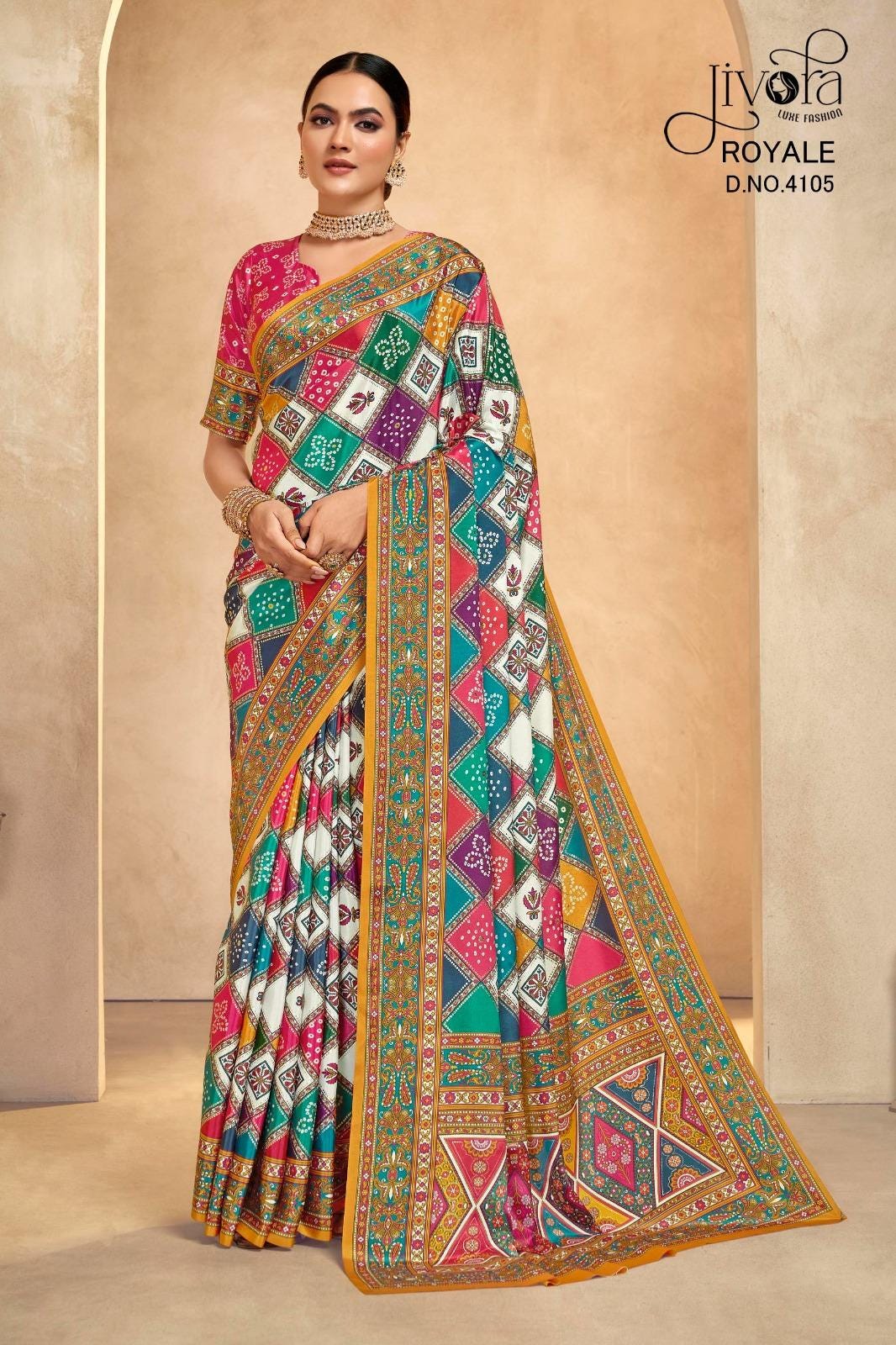 Rajwadi Crepe Saree, Digital Foil Print, Royal Festival Wear Indian Saree