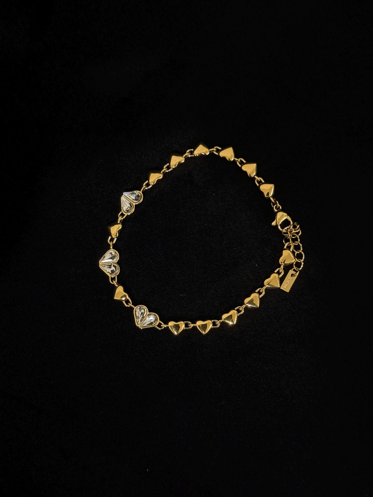 Gold Heart Crystal Bracelet, Dainty Stainless Steel Tennis Jewelry