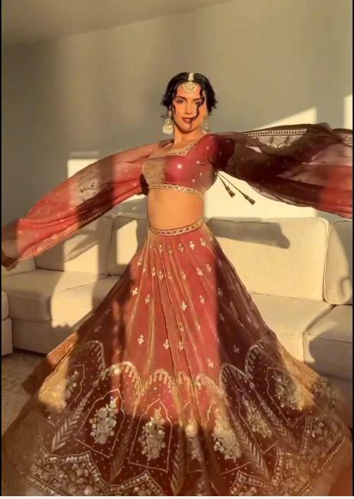 Krishma Silk Lehenga Choli Set | Thread Sequin Work, 3.8 Meter Flair, Bridal Wear