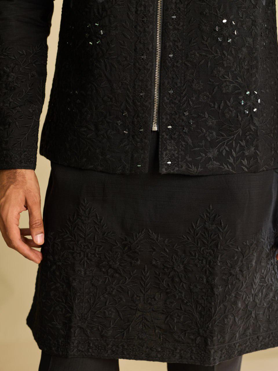Art Silk Kurta Koti Set | Real Mirror Multi Thread Embroidery Wedding Outfit
