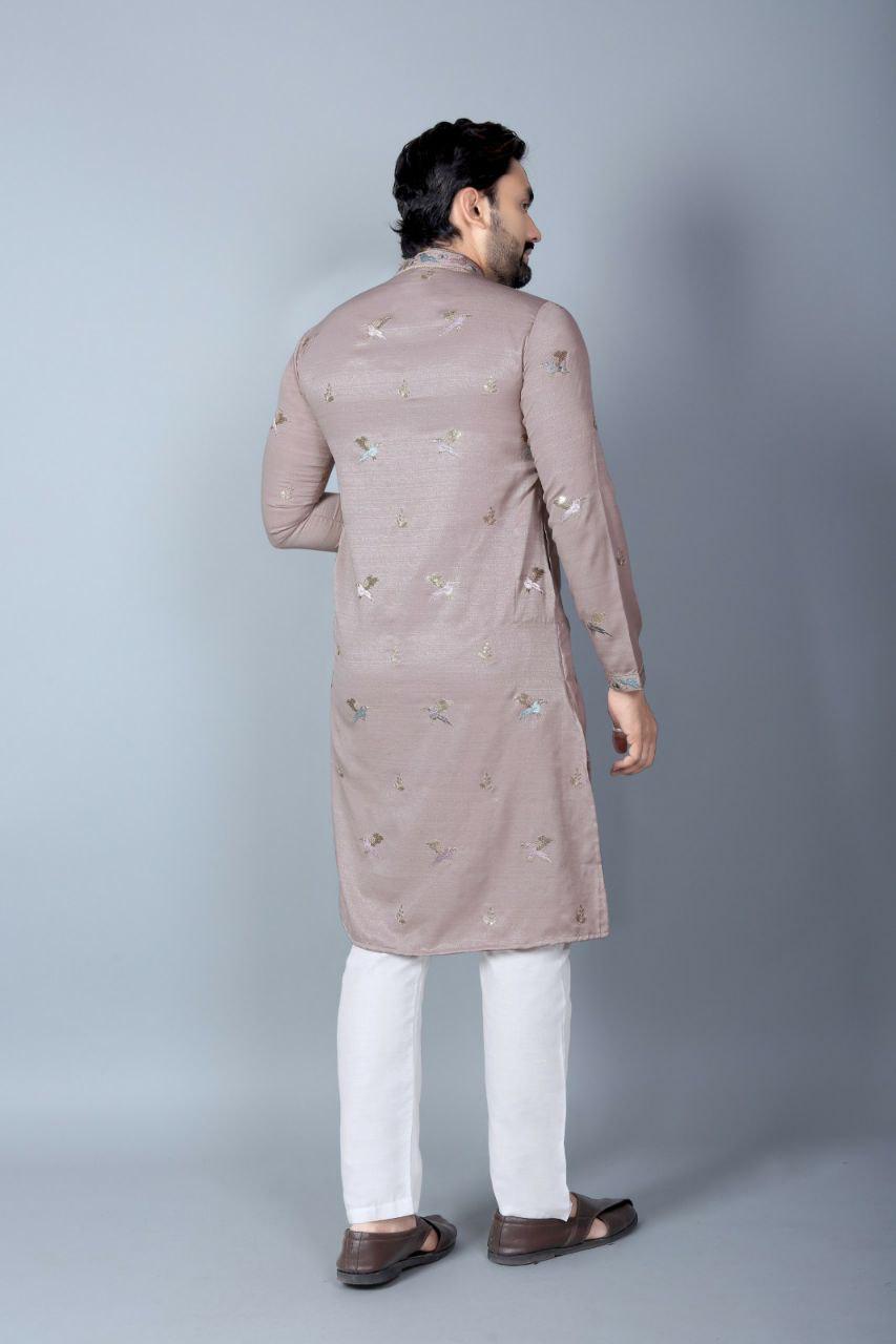 Men's Heavy Khadi Silk Kurta Pajama Set, Traditional Ethnic Festive Wear