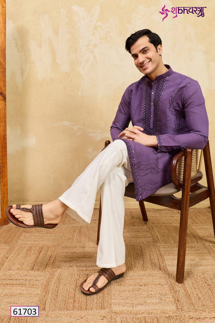 Viscose Silk Embroidered Kurta Set, Multi-Thread Sequins Ethnic Dress
