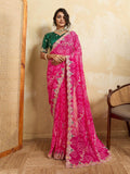 Georgette Bandhej Print Saree | Embroidered Cutwork Border, Silk Blouse Piece