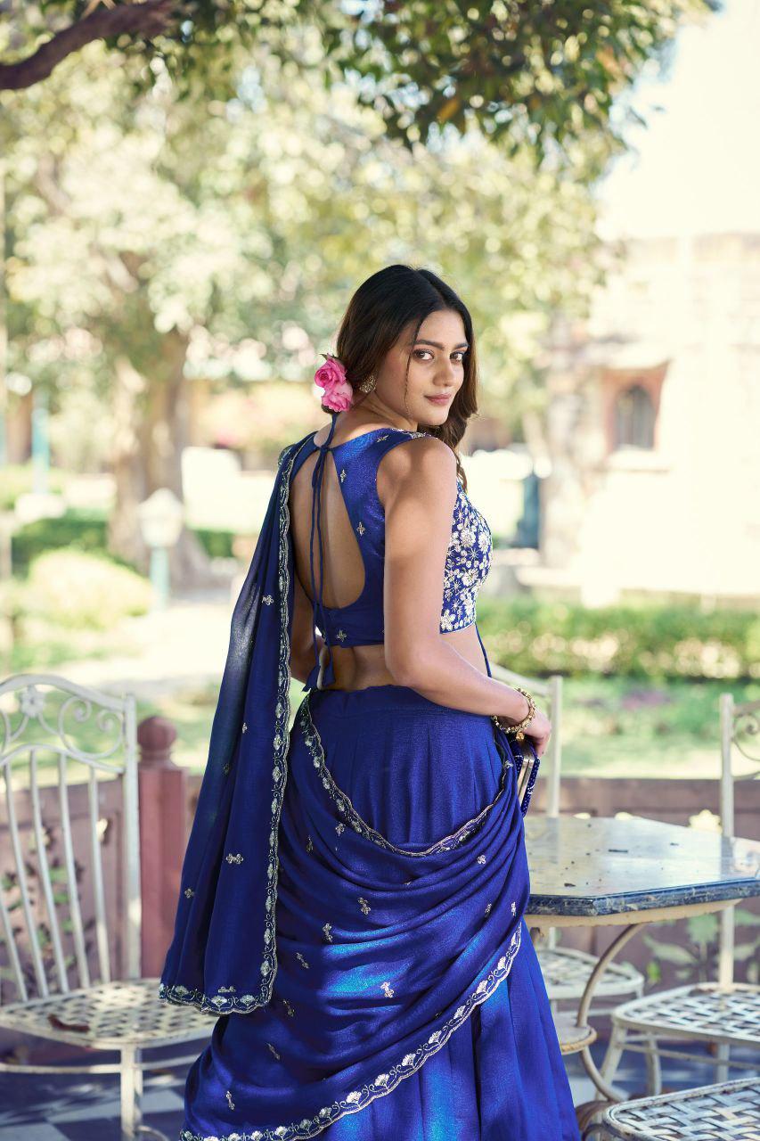 Kashmiri Lehenga Choli Set | Tube Beads, Sequins Embroidery | 5 Meter Flair Indian Wedding Wear