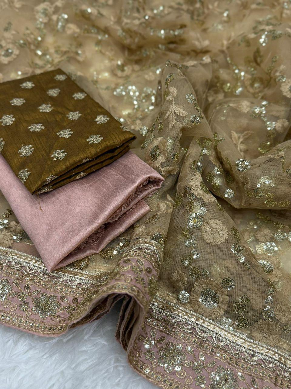 Fendy Silk Designer Saree with Heavy Beads, Thread & Sequin Work