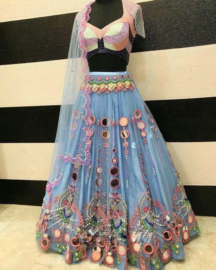 Butterfly Net Lehenga Choli, Mirror Pearl Work, Sequins Embroidery Bridal Set