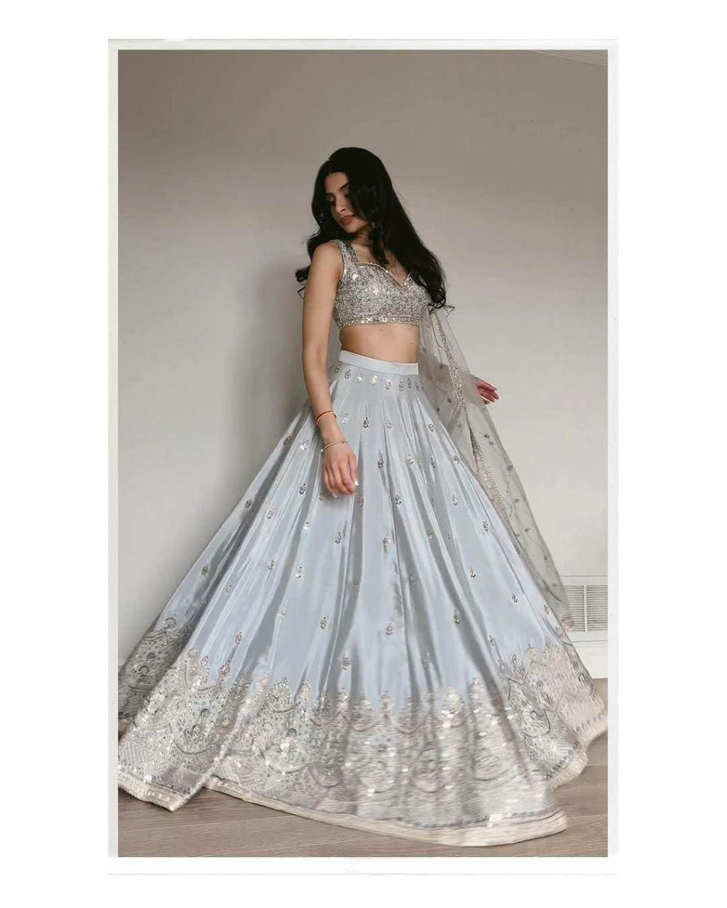 Satin Silk Lehenga Choli Set | Sequins Dori Zari Work, Bridal Party Wear