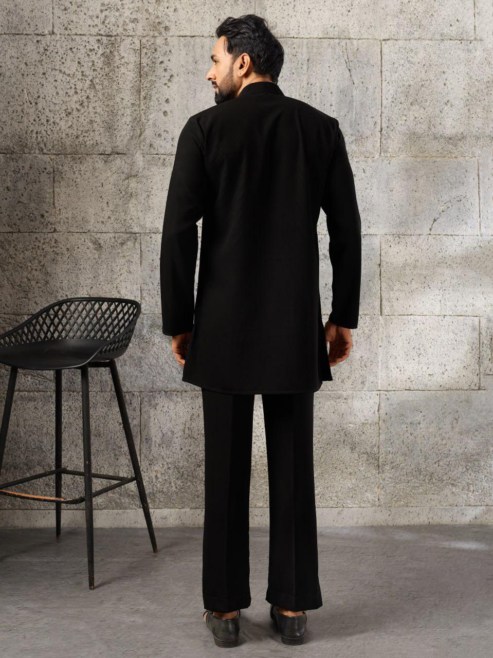 Men's Japanese Fabric Kurta Pant Set | Designer Beads Work Ethnic Wear