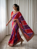 Digital Print Georgette Saree | Embroidered Lace Border, Silk Blouse (Digital Download)