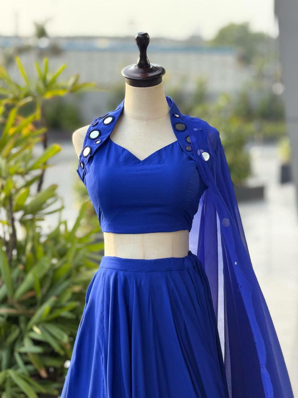 Pure Cotton Navratri Lehenga Choli Set | 8 Meter Flare Mirror Work Blouse Dupatta