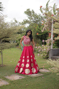 Roman Silk Lehenga Choli Set | Gota Mirror Work Festive Wedding Wear