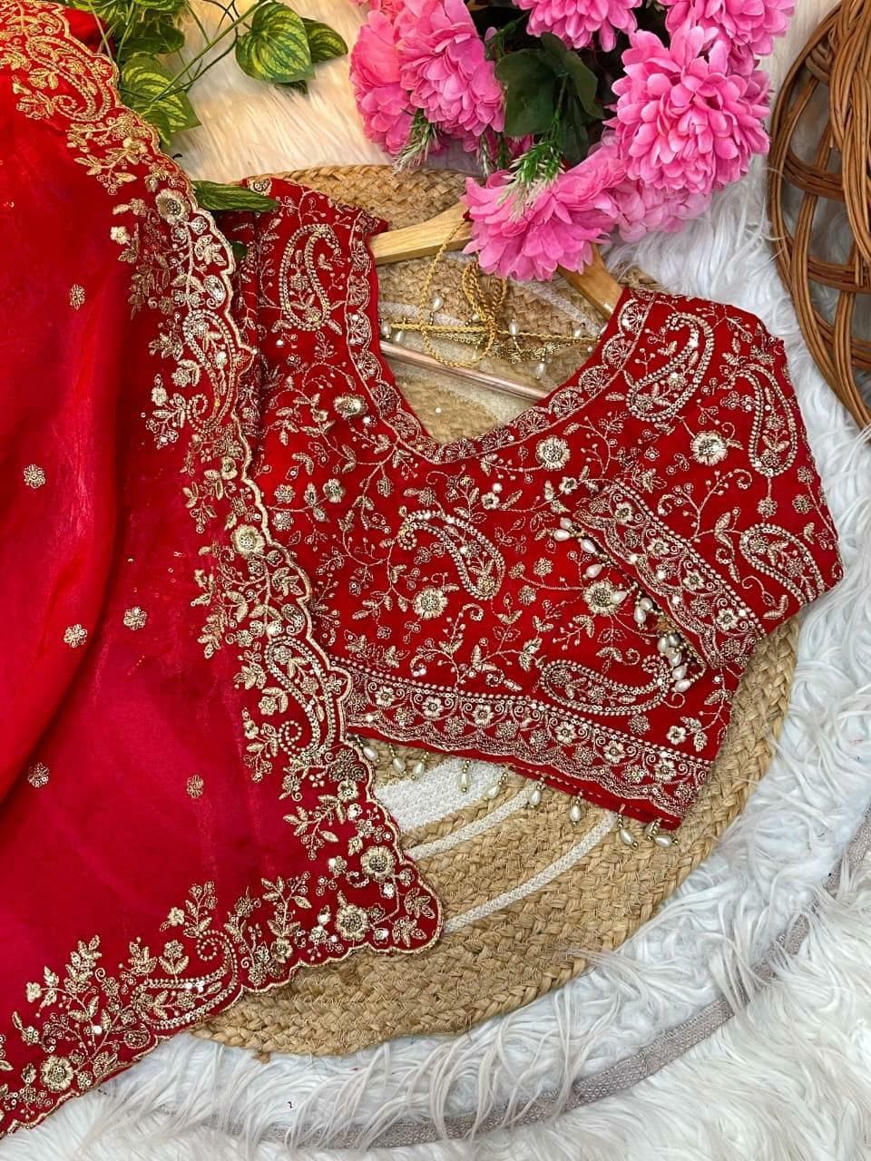 Fandy Satin Saree | Silver Zari Embroidery, Arco Cutwork Border, Wedding Guest Saree