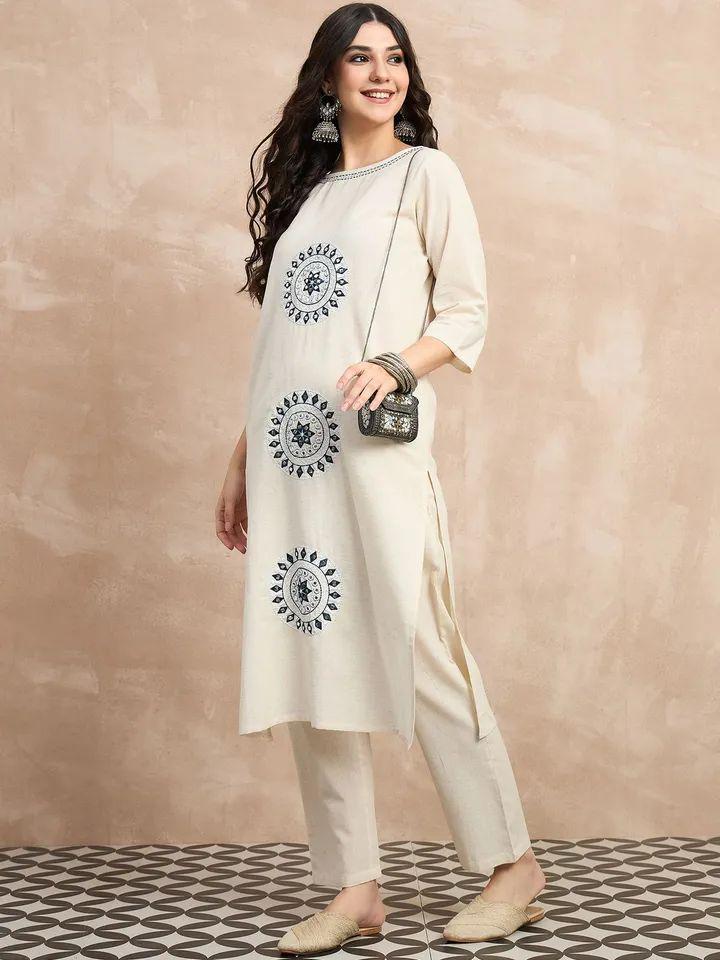 Elegant Ivory Cotton Flex Kurta Set