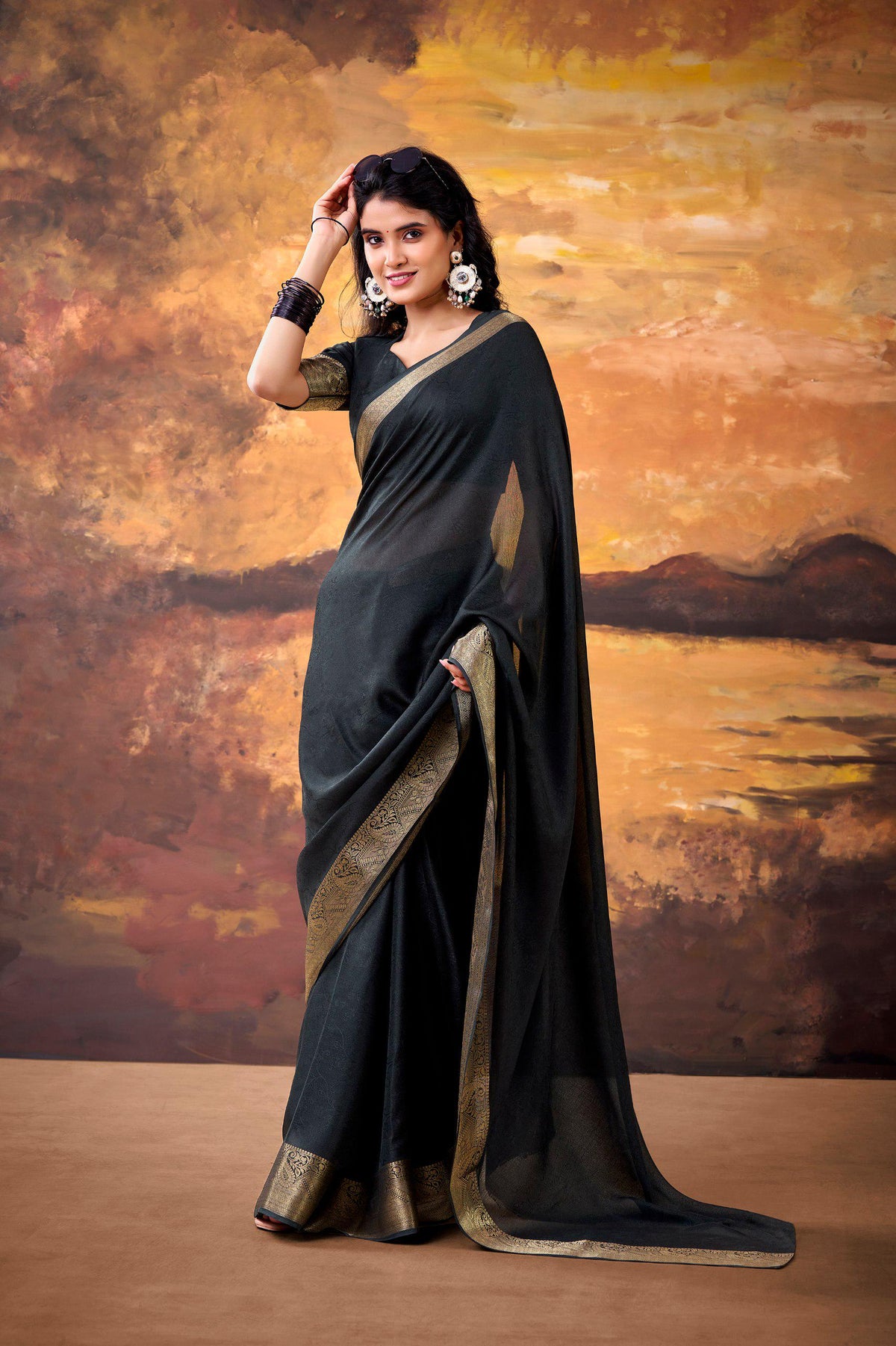 Mass Mello Saree, Zari Weaving Work, Traditional Indian Festive Party Wear (Unstitched Blouse)
