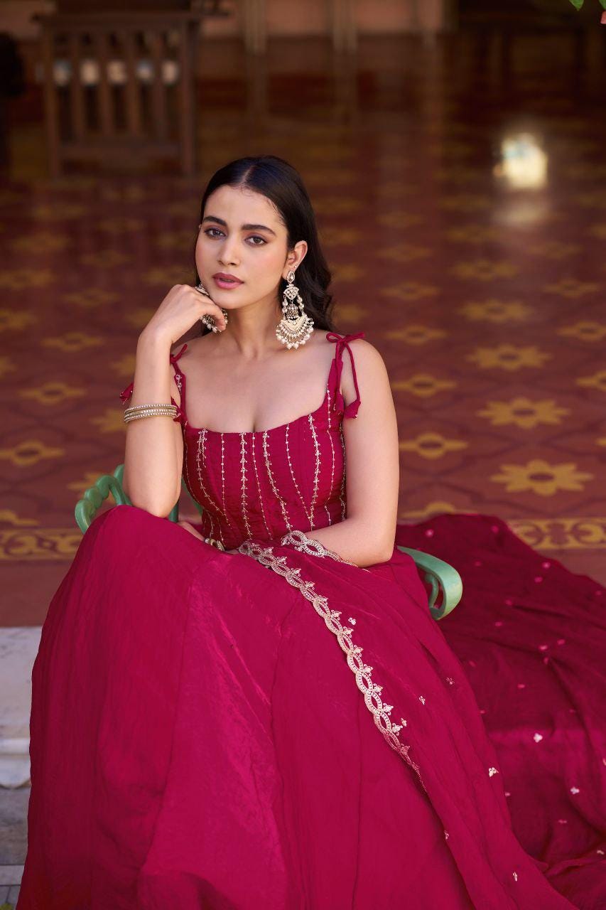 Fendi Fabric Lehenga Choli Set | Sequins, Thread Embroidery, 4 Meter Flair, Party Wear