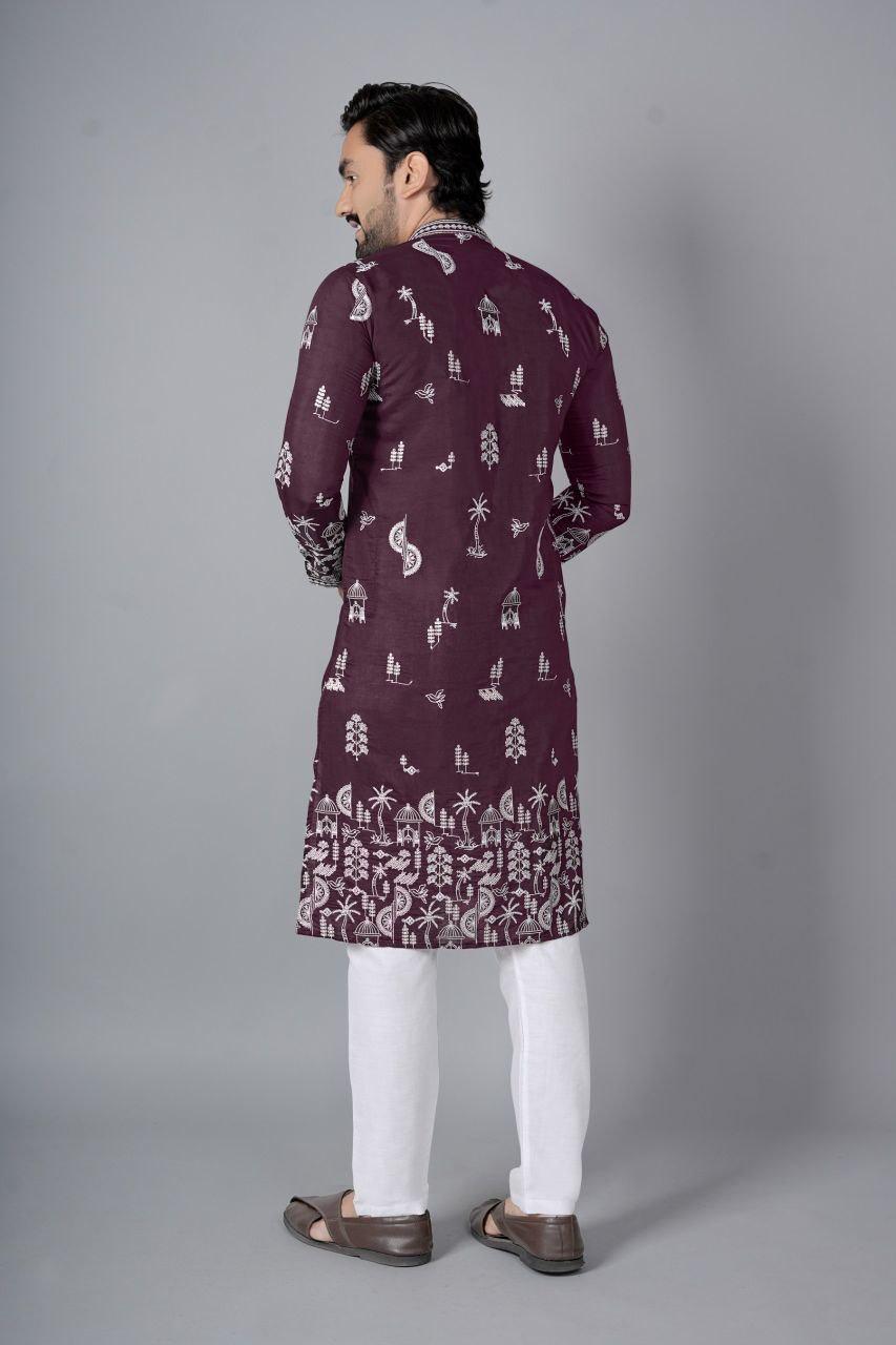 Men's Chanderi Silk Kurta Pajama Set | Festive Indian Ethnic Wear, Cotton Pajama