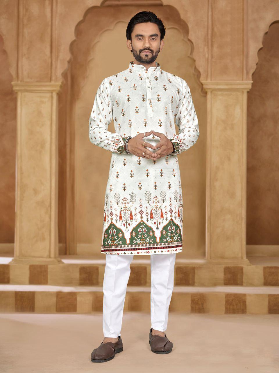 Elegant Heavy Chanderi Silk Kurta Pajama Set for Men