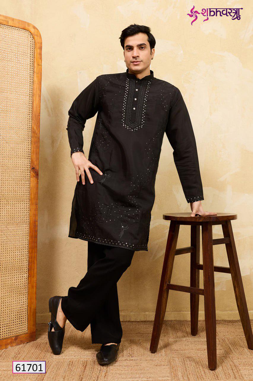 Viscose Silk Embroidered Kurta Set, Multi-Thread Sequins Ethnic Dress