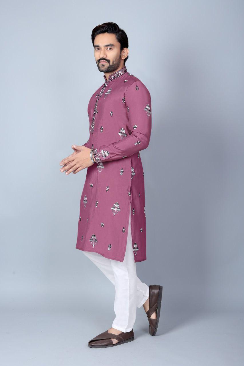 Men's Chanderi Silk Kurta Pajama Set | Festive Indian Ethnic Wear, Cotton Pajama
