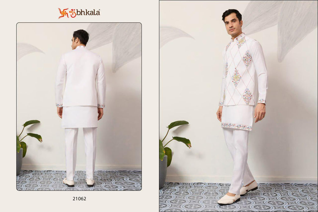 Viscose Silk Kurta Koti Pant Set, 3 Piece Ethnic Outfit, Festive Casual Suit