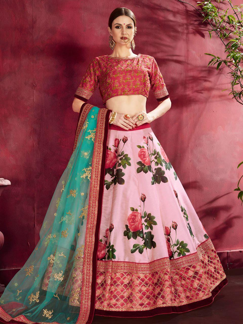 Cream Tissue Lehenga Choli Set, Sequins Embroidery, Wedding Party Wear