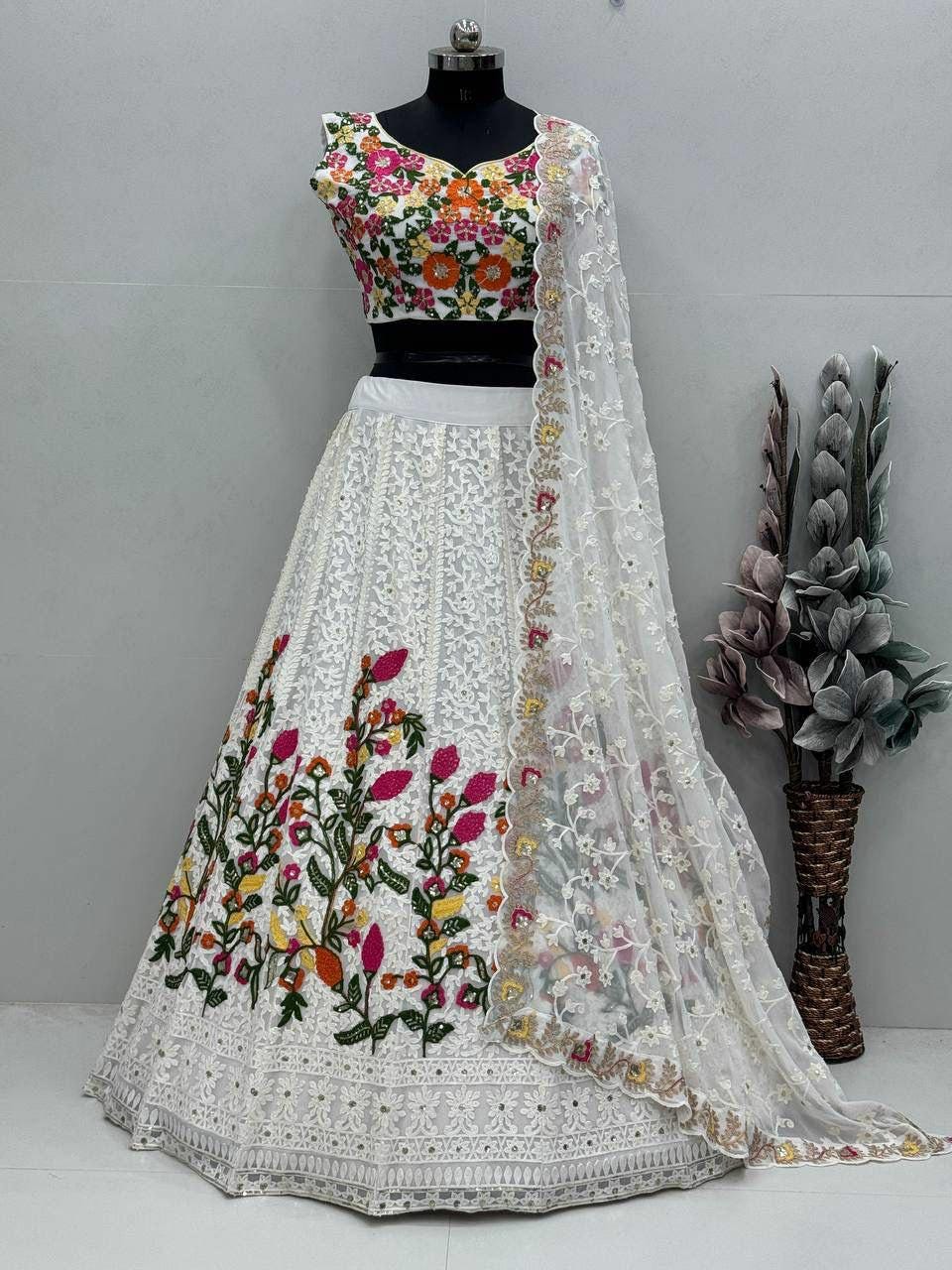 Heavy Sequin Embroidered Lehenga Choli Set, Bridal Wedding Wear (Semi-Stitched)
