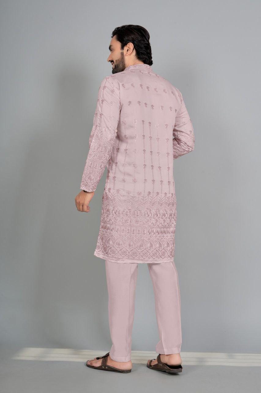 Men's Cotton Silk Kurta Pajama Set | Traditional Indian Ethnic Wear, Festive Occasion