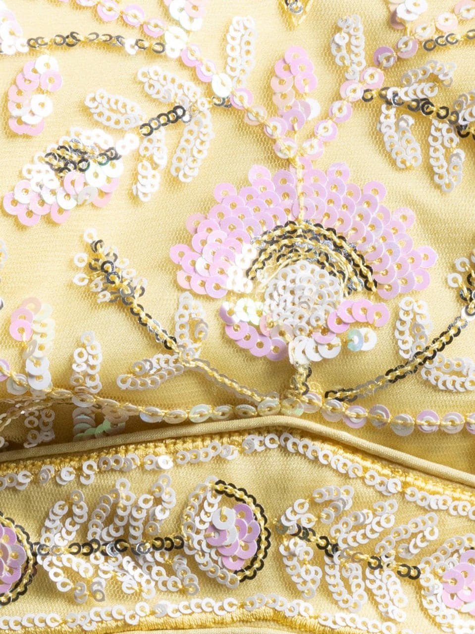Pastel Yellow Soft Net Lehenga Choli | Floral Thread Sequins Embroidery (Semi-Stitched)