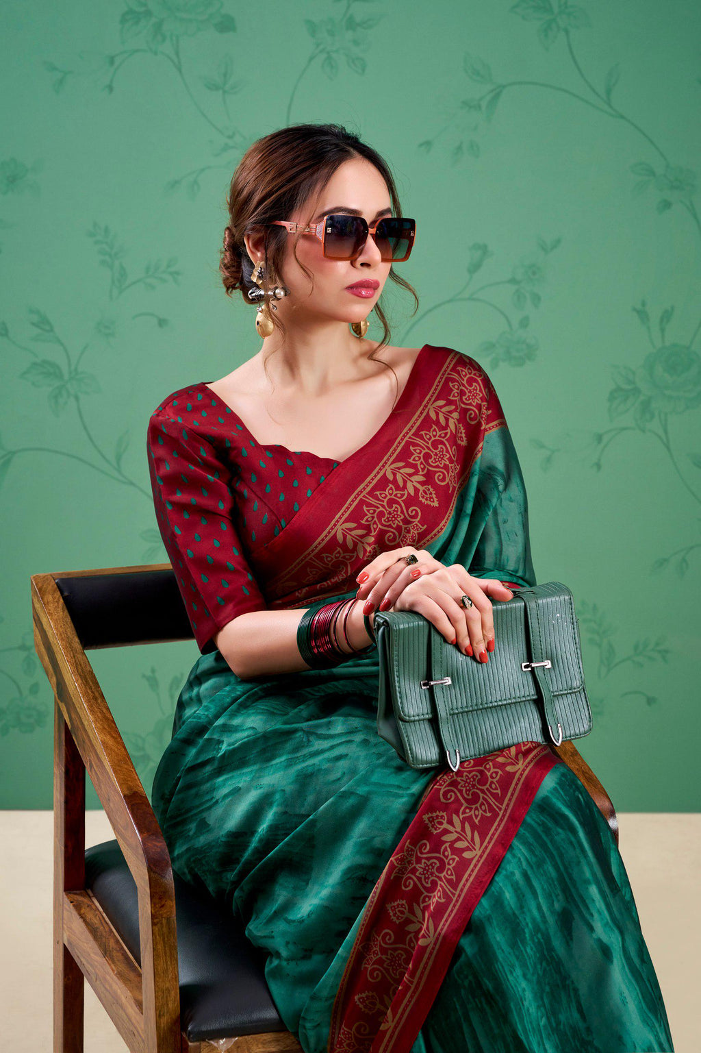 Rangoli Silk Printed Saree with Unstitched Blouse, Elegant Indian Traditional Wear