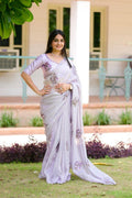 Jute Organza Saree, Multicolor Thread Embroidery, Cutwork Border, Sequin Blouse Piece