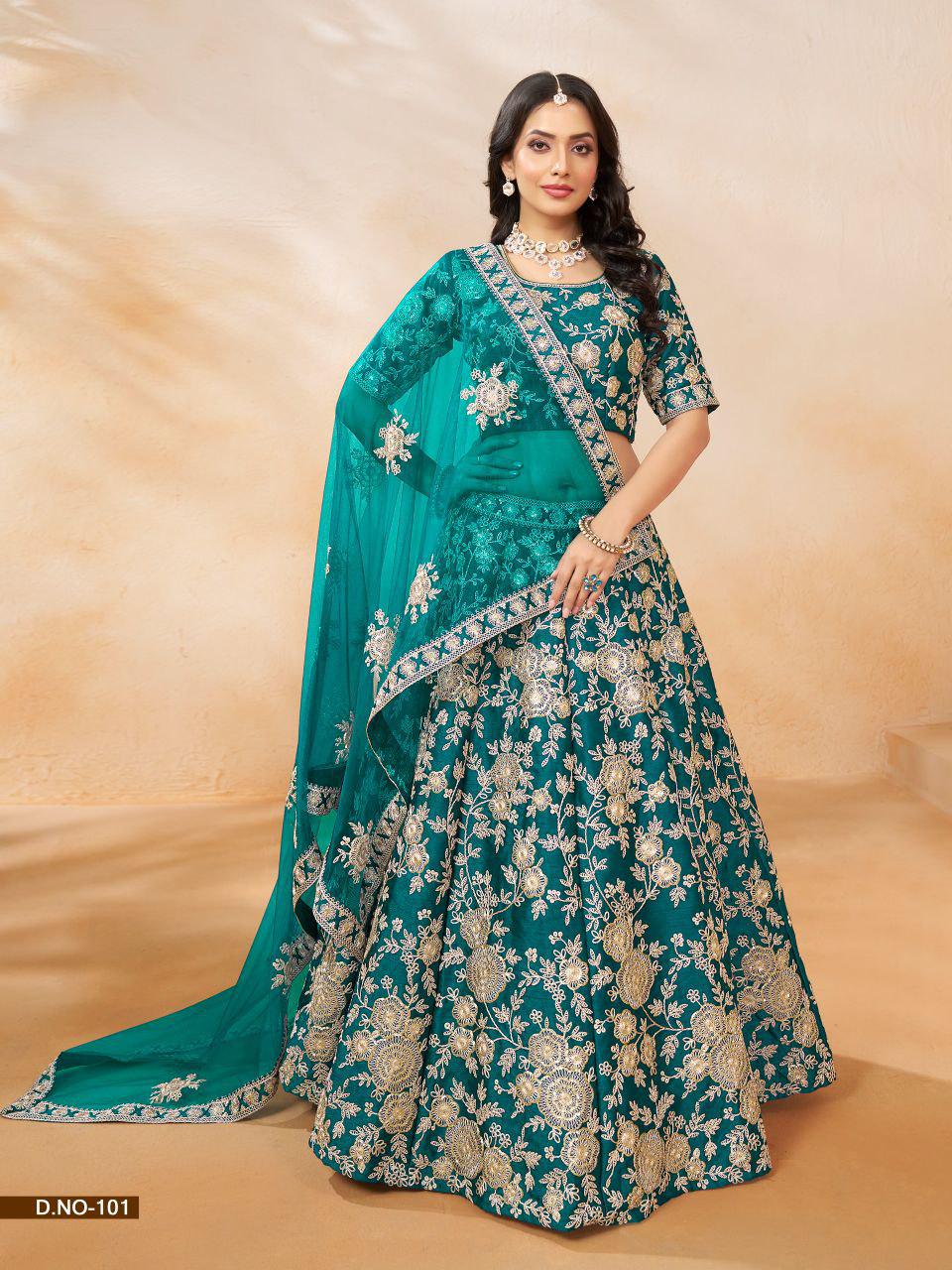 Art Silk Lehenga Choli Set with Net Dupatta, Wedding Party Wear Ethnic Outfit