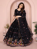 Embroidered Star Georgette Lehenga Choli Set | Indian Wedding Wear, Bridal Festive (2 Colours)