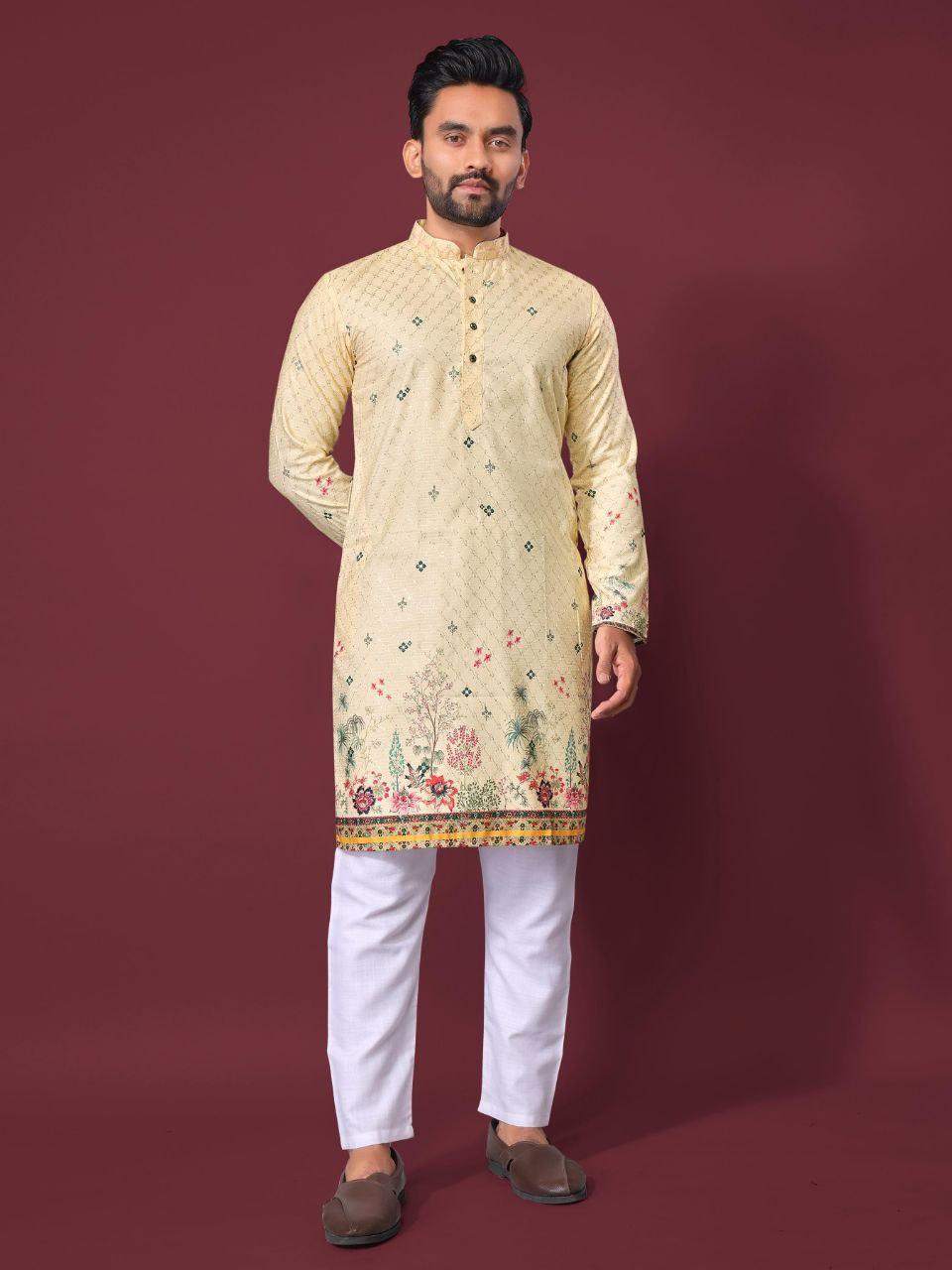 Men's Cotton Rayon Kurta Pajama Set | Traditional Indian Festive Wear