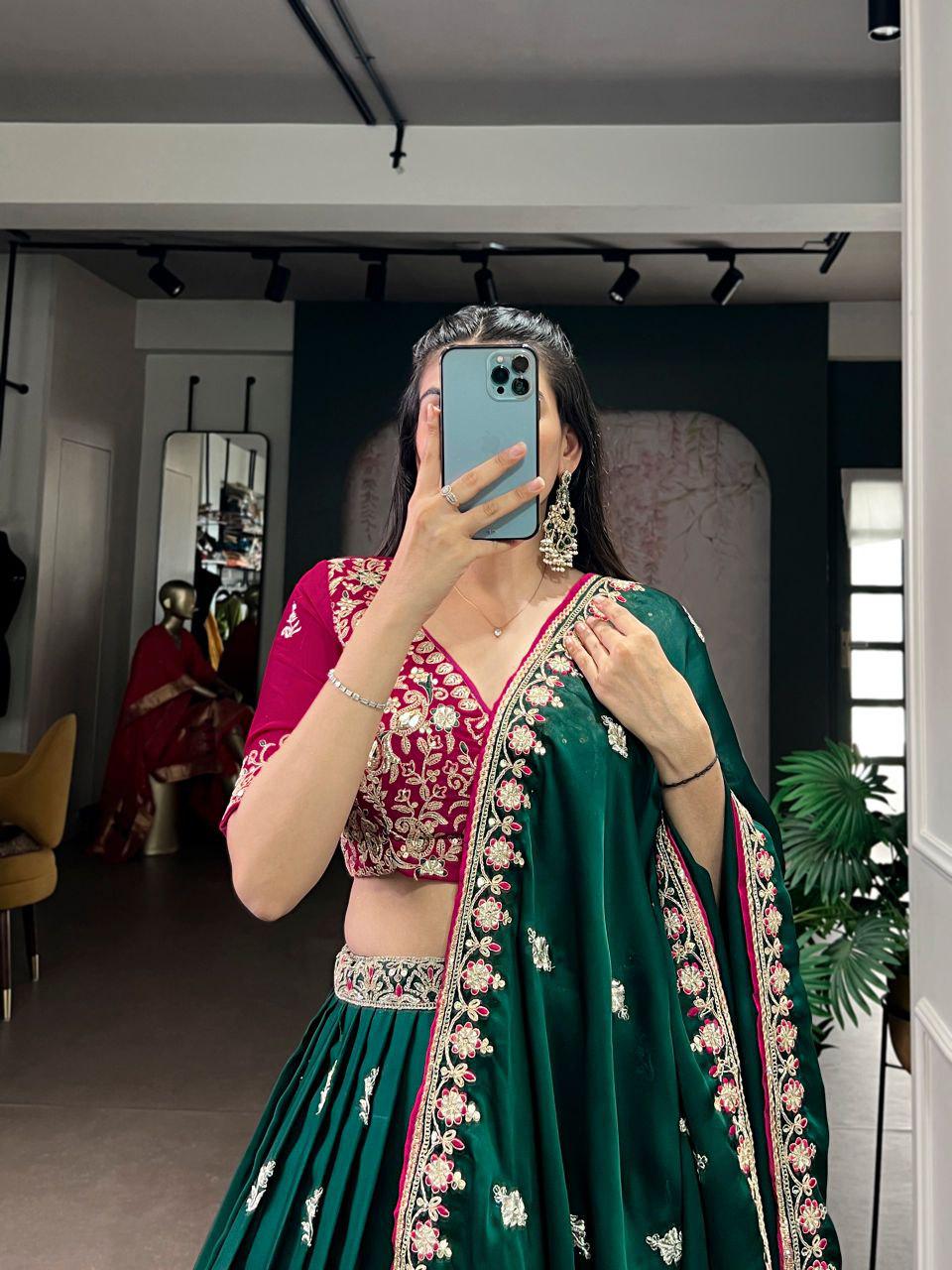 Luxurious Silk Satin Lehenga Choli Set